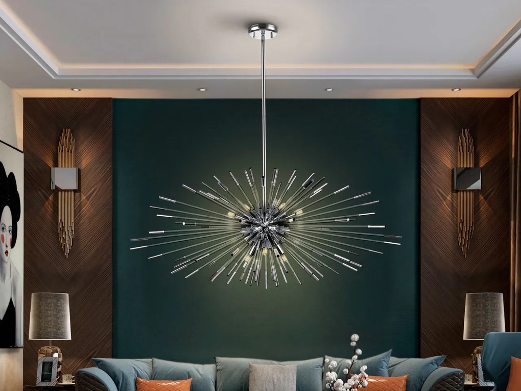 Lustra LED cu telecomanda design ultra-modern Evasion crom SV-381628D