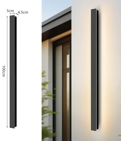 Brilagi - Aplica LED de perete pentru exterior LINEAR, 22W, 230V, 3000K, IP65, negru