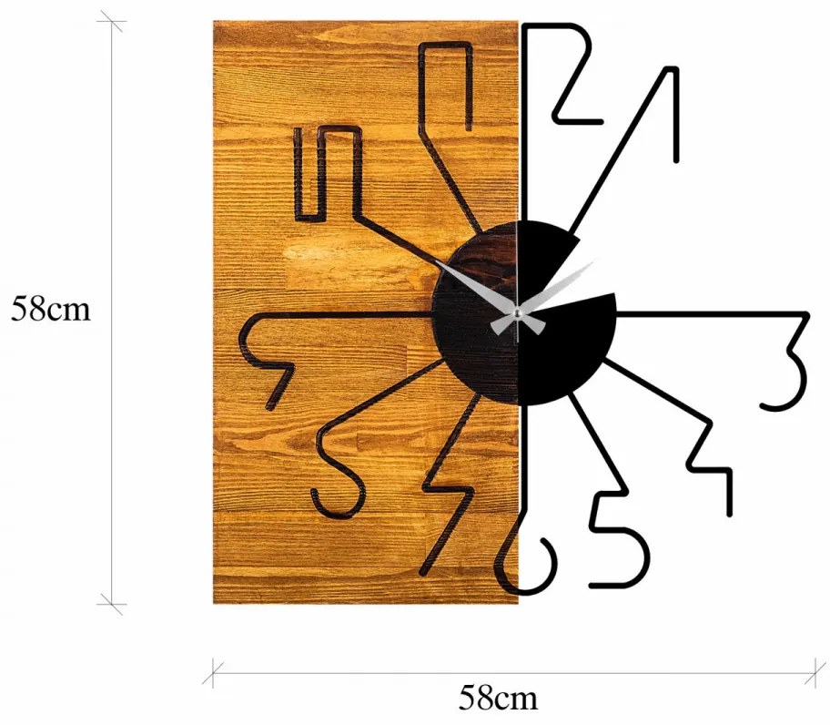 Ceas Decorativ de Perete Wooden Clock 29, Lemn / Metal
