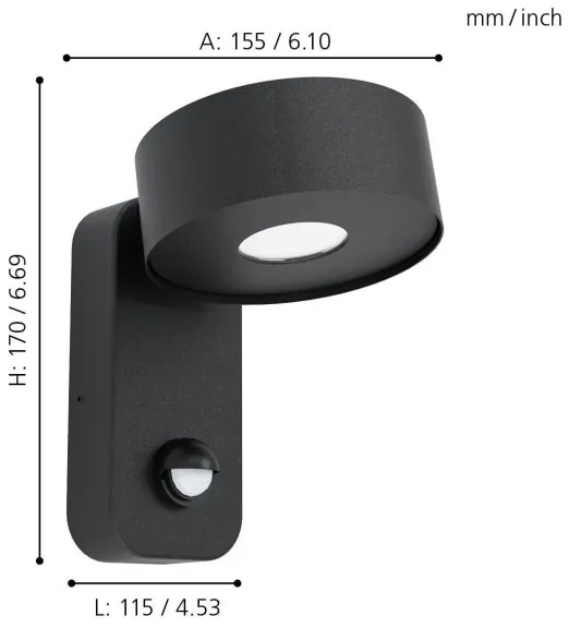 Eglo 98738 - Aplica de perete LED cu senzor PALOSCO LED/6W/230V IP44