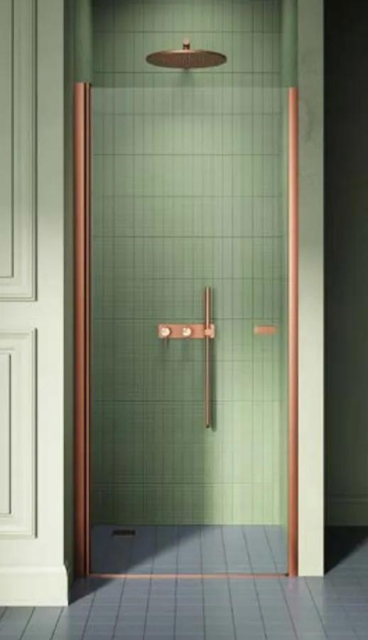 New Trendy New Soleo Copper Brushed uși de duș 90 cm înclinabilă cupru periat/sticlă transparentă D-0491A