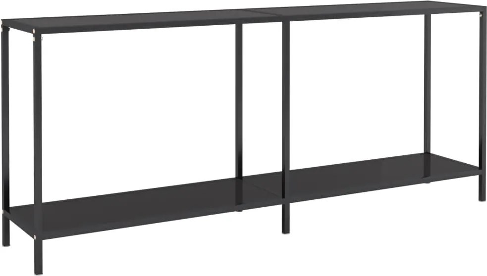 vidaXL Masă consolă,negru, 180x35x75,5 cm, sticlă securizată