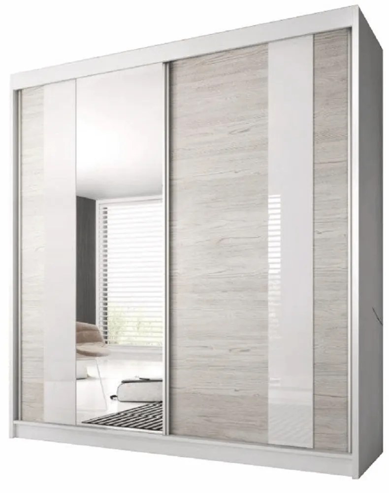 Dulap cu uşi glisante, stejar kathult deschis/alb, 233x218, MULTI 32