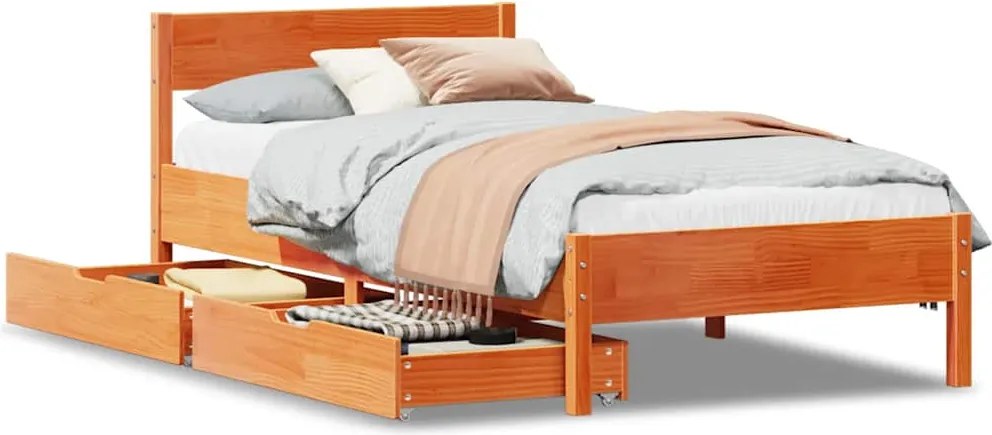 vidaXL Pat de zi fără saltea, maro ceruit, 90x200 cm, lemn masiv pin