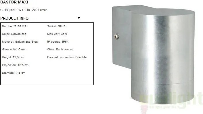 Aplica de perete exterior IP54, Castor Maxi 71371131NL