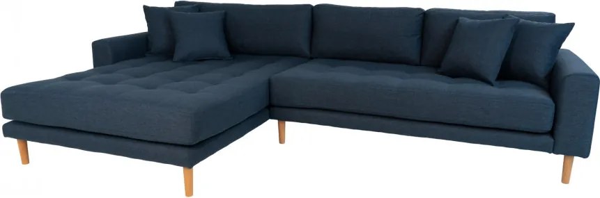 Canapea cu colt albastru inchis din poliester 290 cm Lido Left House Nordic