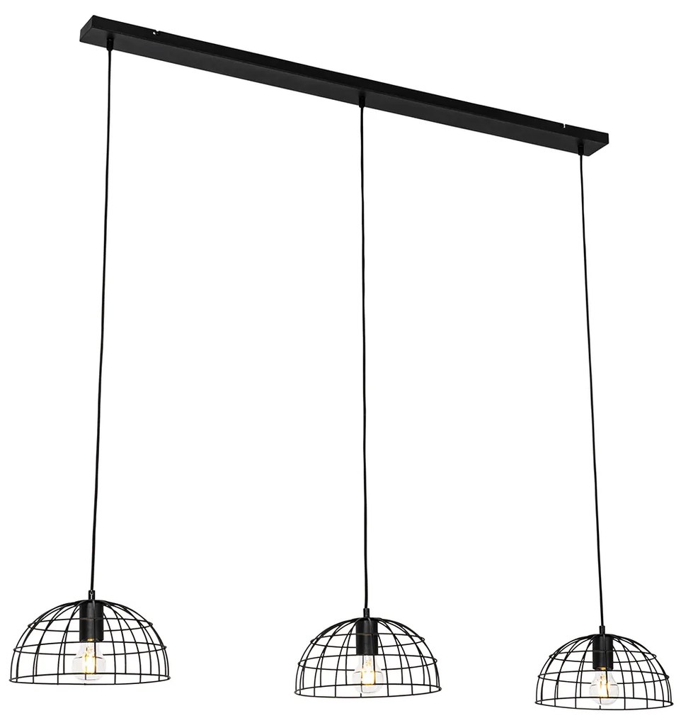 Lampă suspendată industrială neagră cu 3 lumini - Hanze