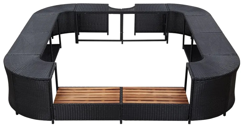 Mobilier imprejmuire spa negru 268x268x55 cm poliratan patrat 1, Negru