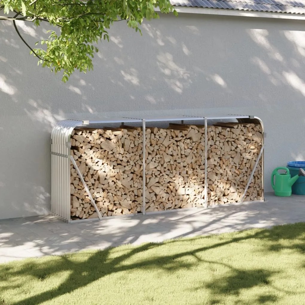 vidaXL Suport pentru bușteni, argintiu, 234x45x100 cm, oțel galvanizat