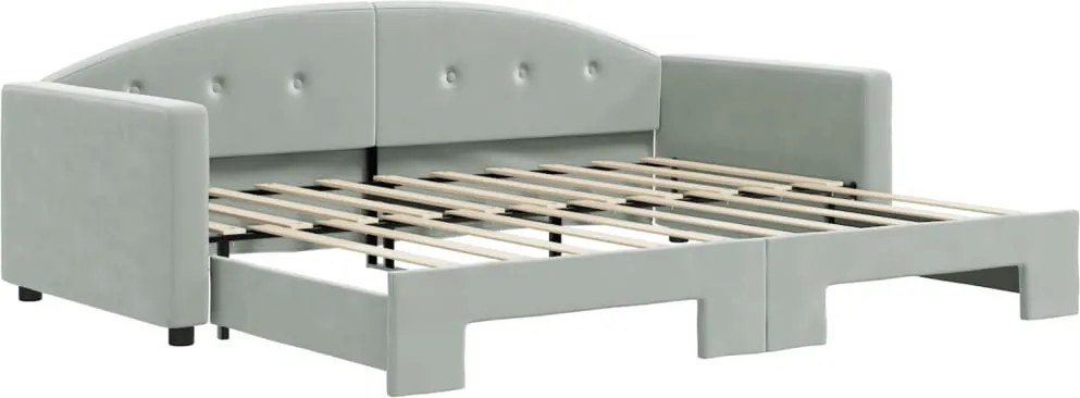 vidaXL Pat de zi cu extensie, gri deschis, 90x190 cm, catifea