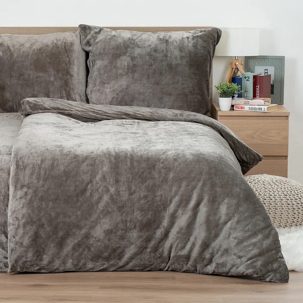 Lenjerie de pat din microflanel 4Home gri, 140 x 220 cm, 70 x 90 cm