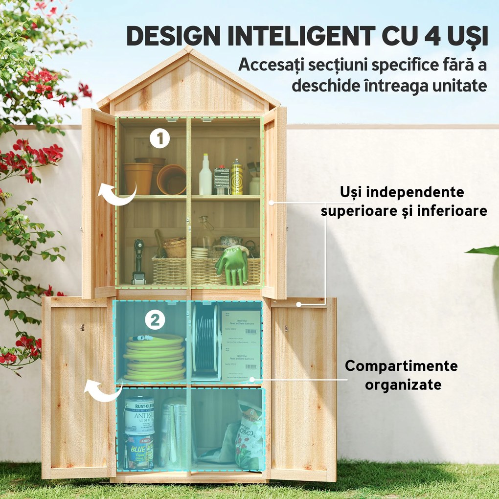 Outsunny Dulap de Exterior pentru Unelte cu Rafturi Detașabile | Aosom Romania