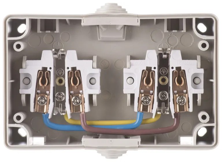 Priza dubla cu impamantare si protectie, cu capac, 16A, montaj aplicat, protectie IP44, pentru exterior, Emos