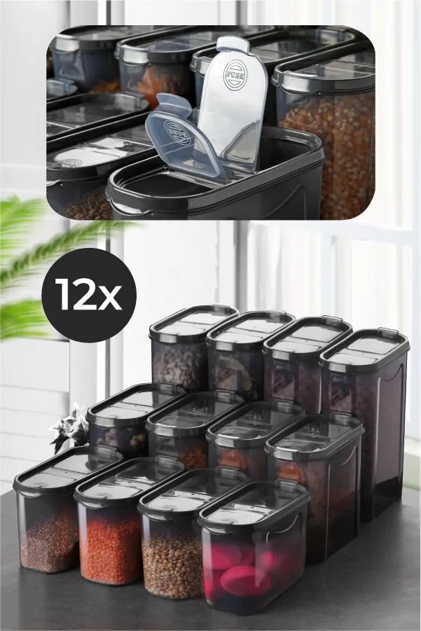 Set de Cutii pentru Depozitare, 12 Piese, Culoare Antracit, 964FRM1127