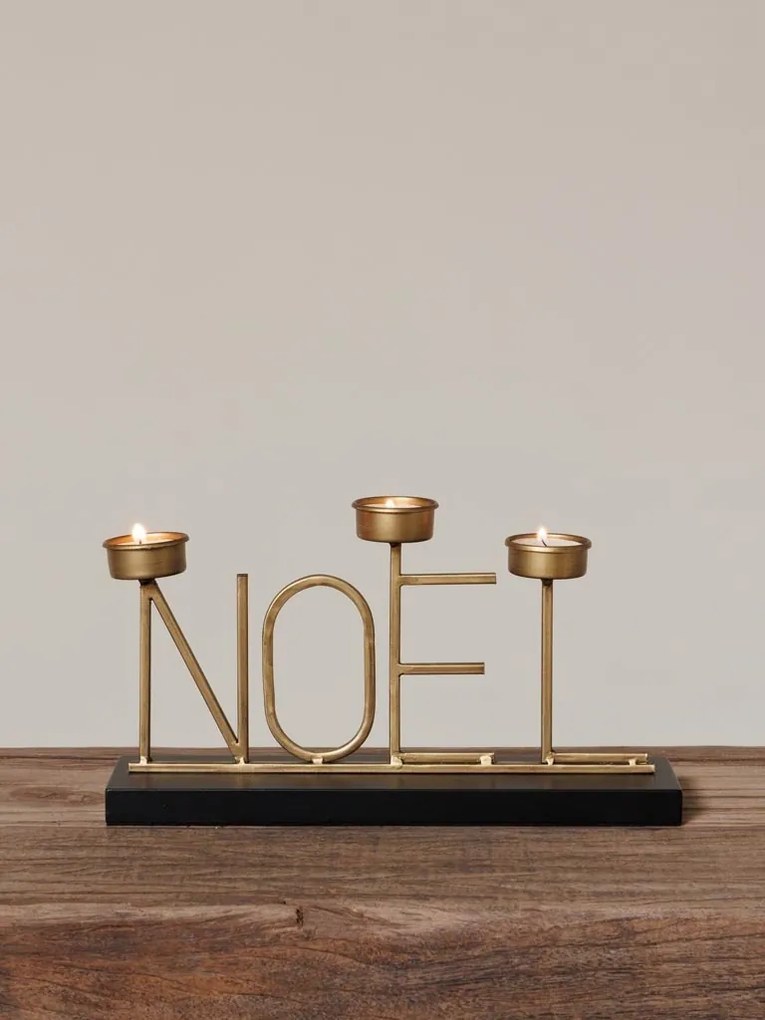 Suport pentru 3 lumanari, din metal, Noel