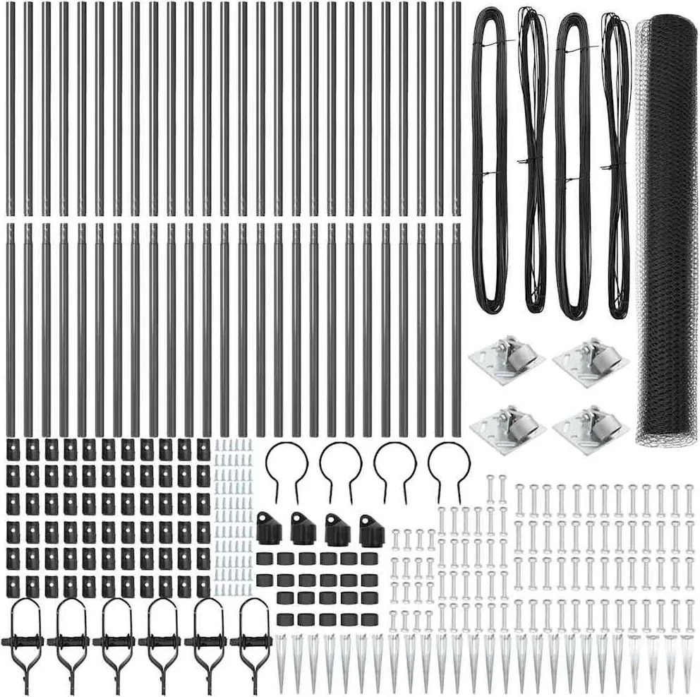 vidaXL Stâlp de gard. Gri 50 x 1,4 m ( plasă 13 mm) Oțel și PVC