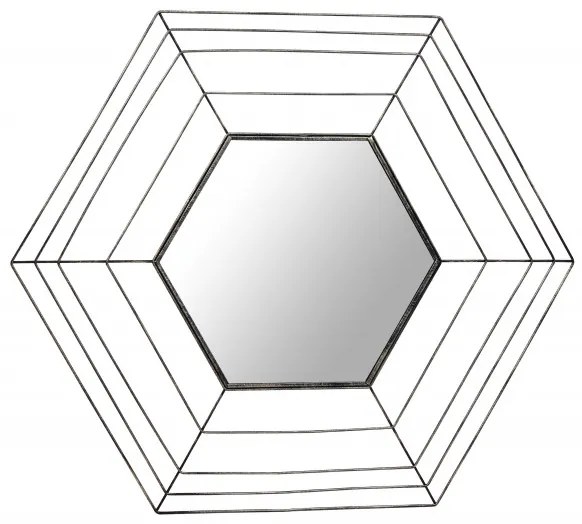 Oglinda hexagonala cu rama din metal aurie Romeo, 1.5cm (L / D) x 69cm (W) x 79.5cm (H)