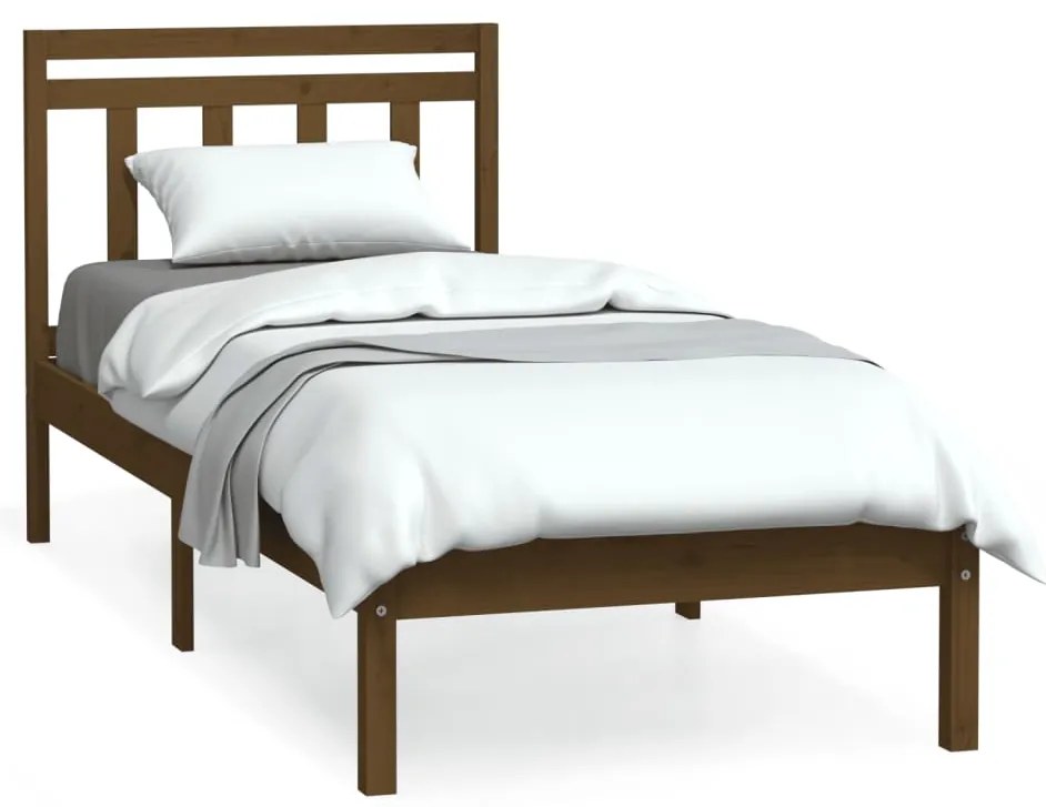3100552 vidaXL Cadru de pat Small Single 2FT6 maro miere, 75x190 cm lemn masiv