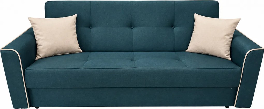 Canapea VERA extensibila, 3 locuri, lada de depozitare, stofa maro + gri, 225x90x90 Albastru, Stofa