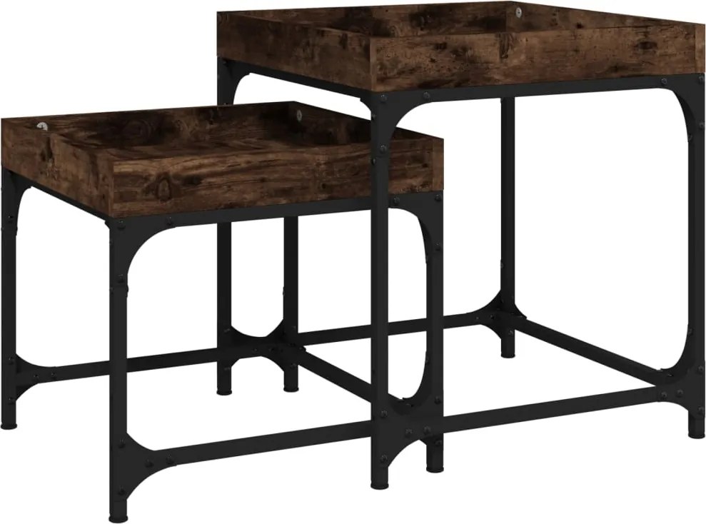 vidaXL Măsuțe laterale, 2 buc., stejar fumuriu, lemn compozit