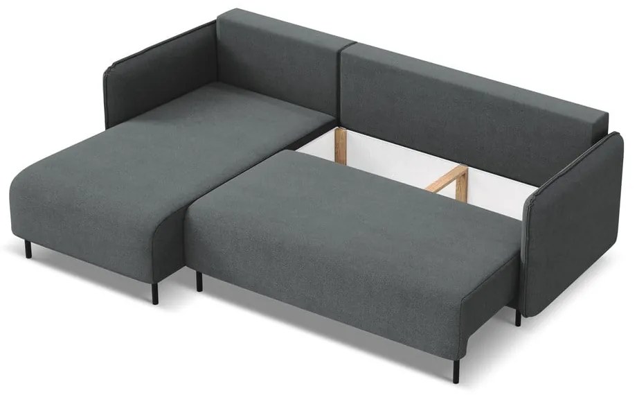 Colțar gri închis extensibil/cu spațiu de depozitare (cu colț pe partea stângă) Luana – Makamii