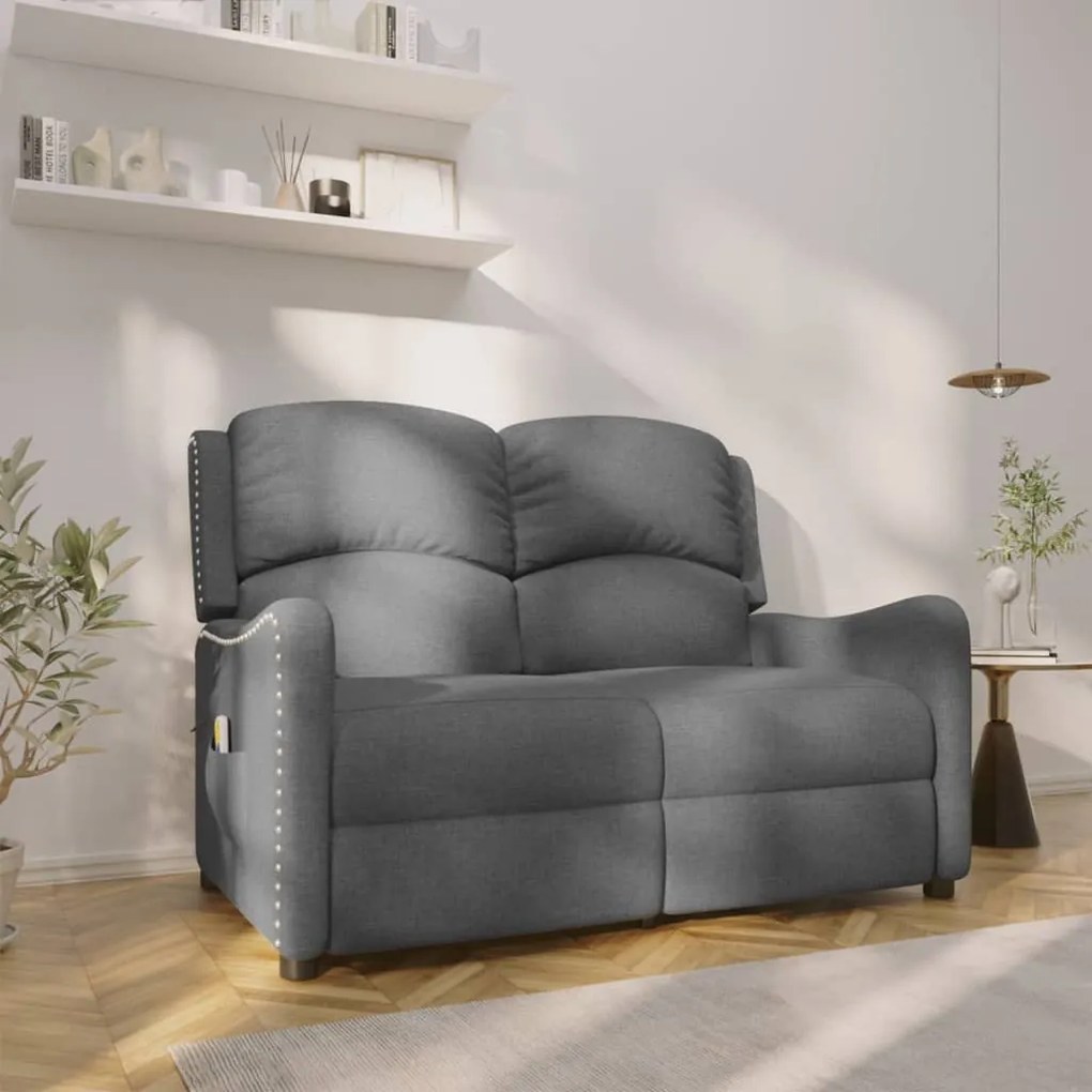 3084545 vidaXL Fotoliu de masaj rabatabil cu 2 locuri, gri deschis, textil