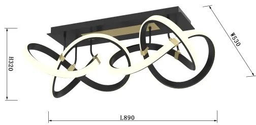 Wofi 9134-204 - Lustr LED INDIGO 64W stmívatelný, černá/zlatá, 230V