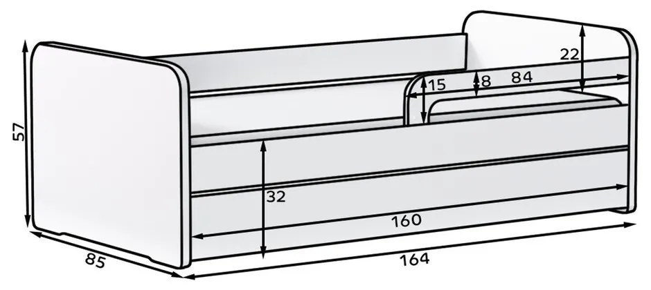 Pat pentru copii alb cu saltea/cu somieră 80x160 cm Duuli – ELTAP