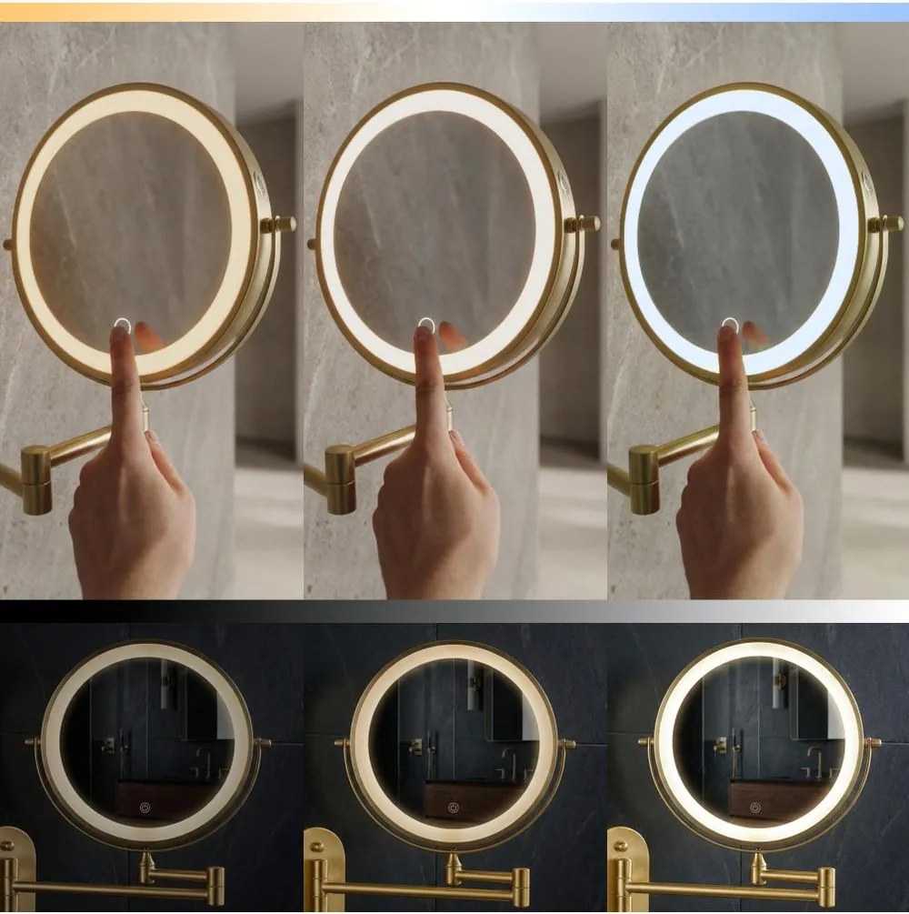 Oglinda LED Glow Old auriu periat