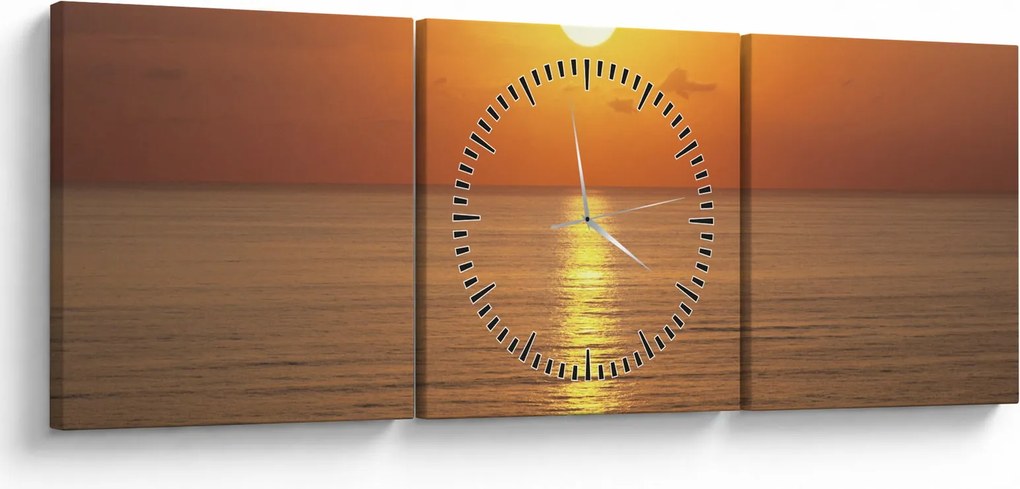 Tablou - Apus de soare peste ocean (cu ceas) (90x30 cm)