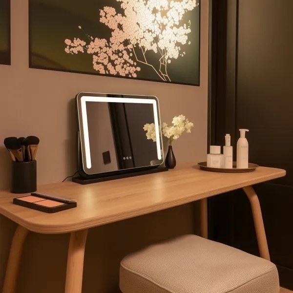 Brilagi -LED Oglindă de machiaj reglabilă CALIFORNIA LED/22W/230V 58x43 cm neagră