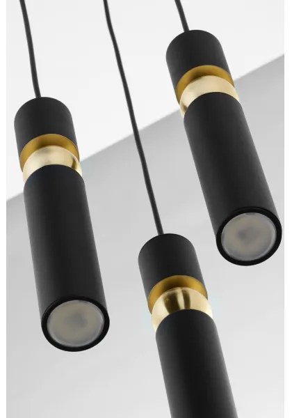 Lustră pe cablu Jupiter 2013 ALAS 3xGU10/10W/230V negru/auriu