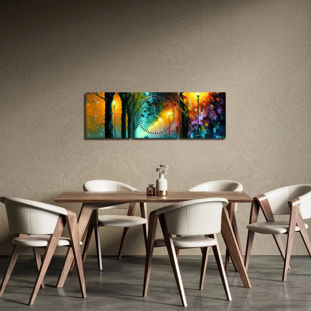 Tablou - Plimbare de noapte (cu ceas) (90x30 cm)