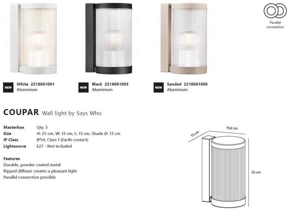 Aplica de perete pentru iluminat exterior IP54 Coupar negru