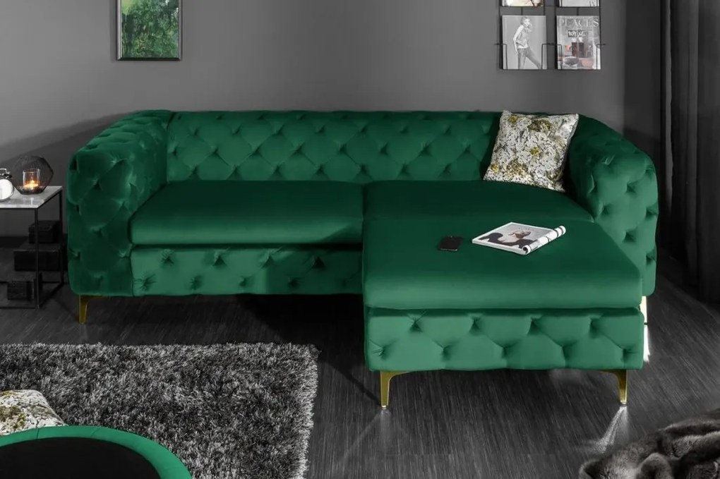 Canapea design Chesterfield, Catifea, Verde Smarald, MODERN BAROCK