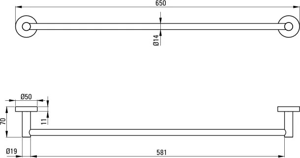 JASMIN Suport pentru prosoape - montare pe perete Finisaj: Negru ADJ_N621