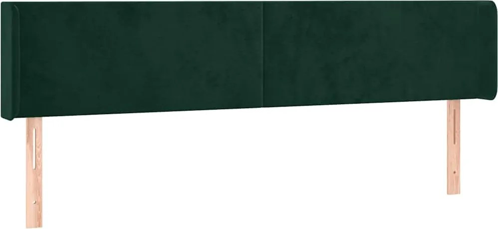 vidaXL Tăblie de pat cu aripioare verde închis 163x16x78/88 cm catifea