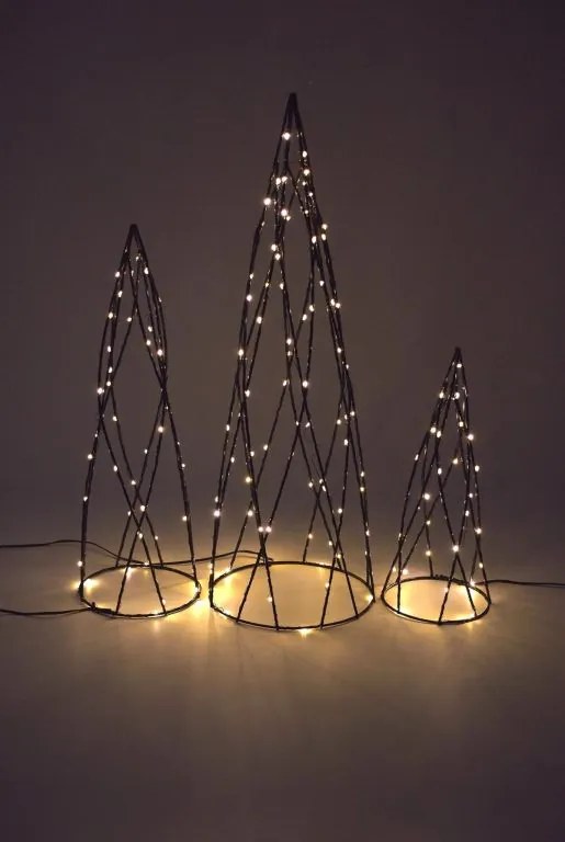 Set de piramide metalice, 154 LED-uri, alb cald.
