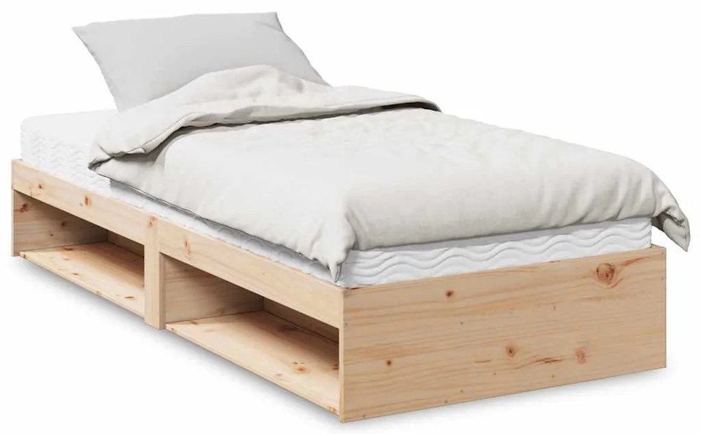 vidaXL Pat de zi cu saltea, 90x200 cm, lemn masiv pin
