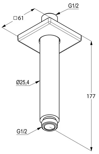 Brat de dus vertical Kludi, A-QA, 15 cm, crom