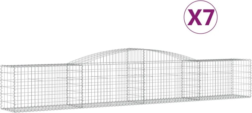 vidaXL Coșuri gabion arcuite 7 buc, 400x50x60/80 cm, fier galvanizat