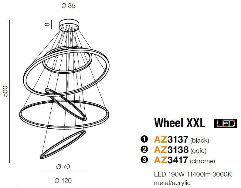 Lustra LED XXL dimabila design modern casa scarii Wheel auriu ZZ AZ3138