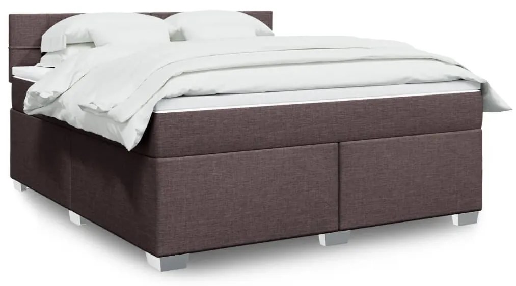 vidaXL Pat continental cu saltea maro închis 180x200cm material textil