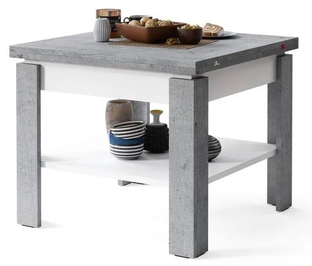 Măsuță de cafea pliabilă cu raft LIA gri/alb