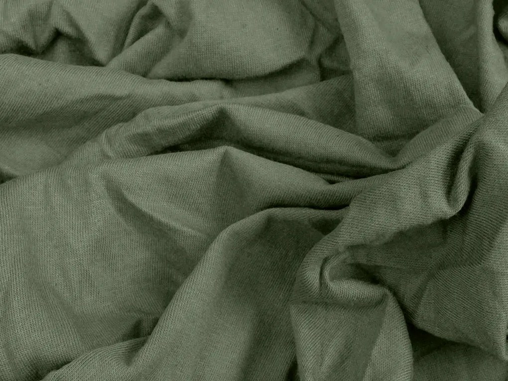 Cearsaf Jersey EXCLUSIVE cu elastic verde inchis 160 x 200 cm