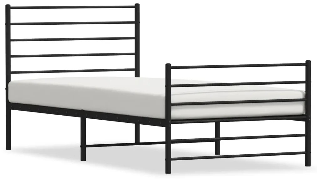 vidaXL Cadru pat metalic cu tăblii de cap/picioare, negru, 107x203 cm