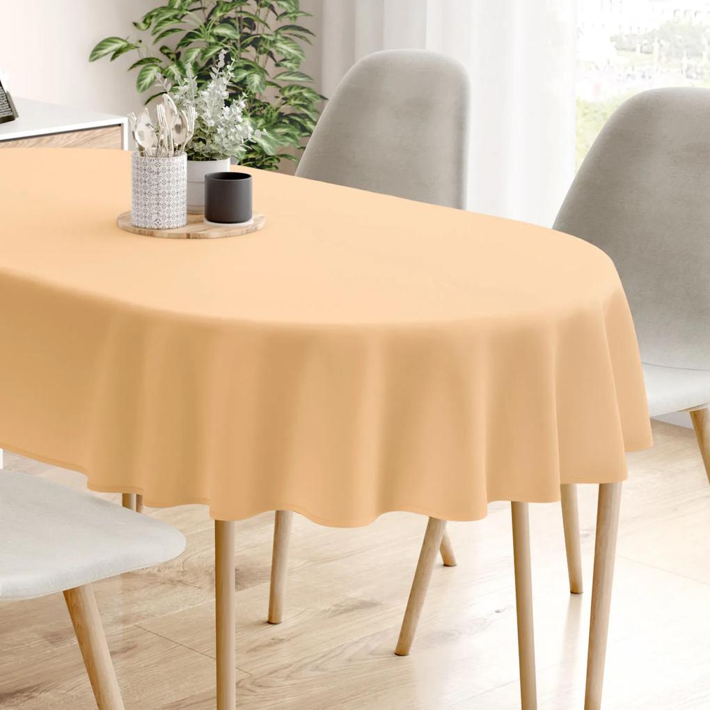 Goldea față de masă decorativă  loneta - pudru orangiu - ovală 120 x 160 cm