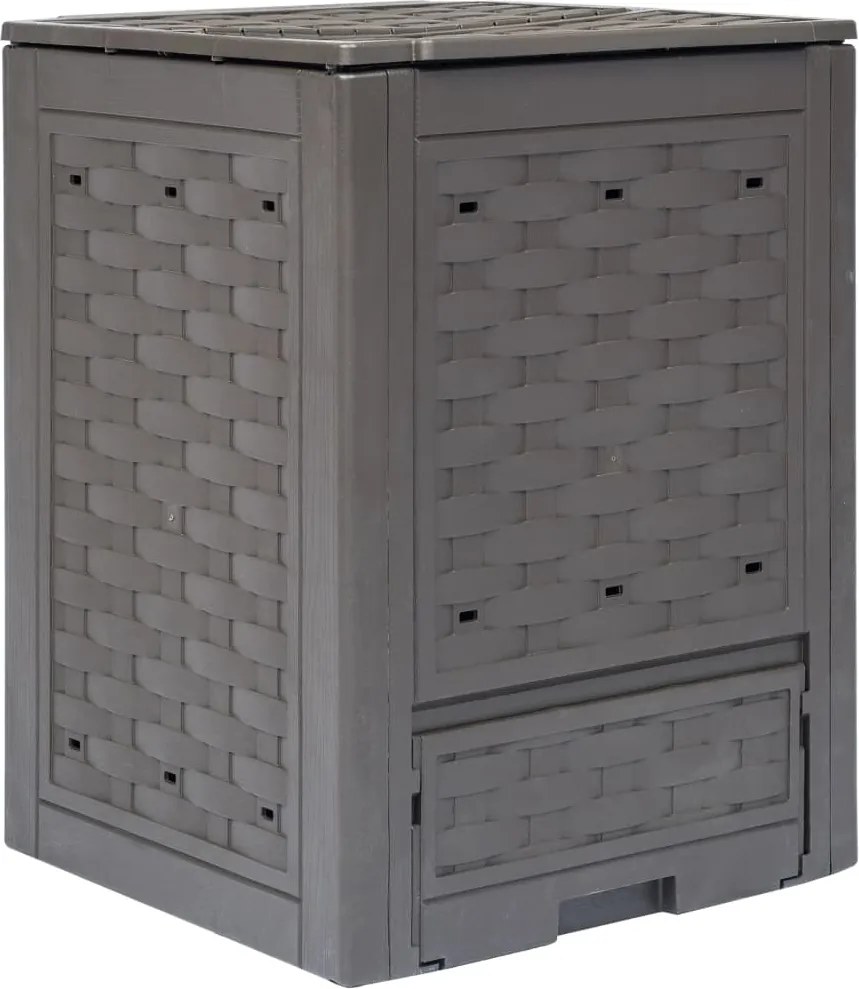 vidaXL Compostor de grădină, maro, 60x60x83 cm, 300 L plastic ratan