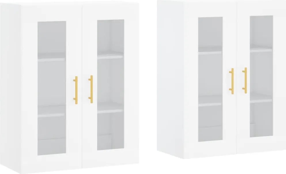 vidaXL Dulapuri montate pe perete, 2 buc, alb, lemn prelucrat