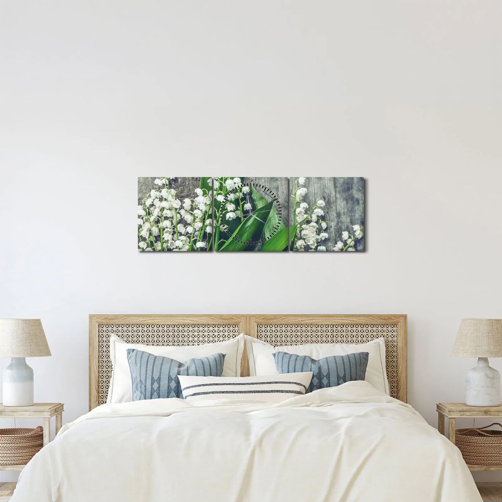 Tablou cu lăcrimioare (cu ceas) (90x30 cm)